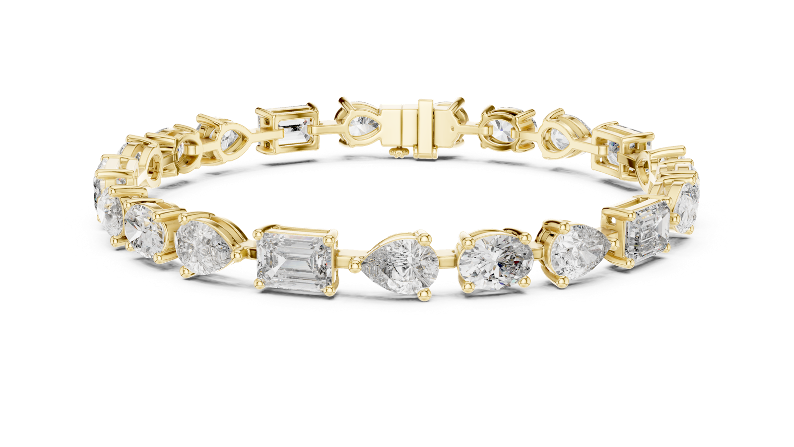 14K Solid Gold Lab Diamond Bracelet, Yellow Gold, view 4