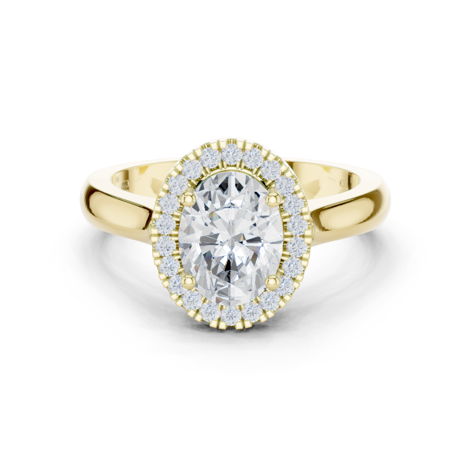 Gold Ring DDLR-338, Oval center stone, Yellow Gold