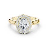 Gold Ring DDLR-338, Oval center stone, Yellow Gold