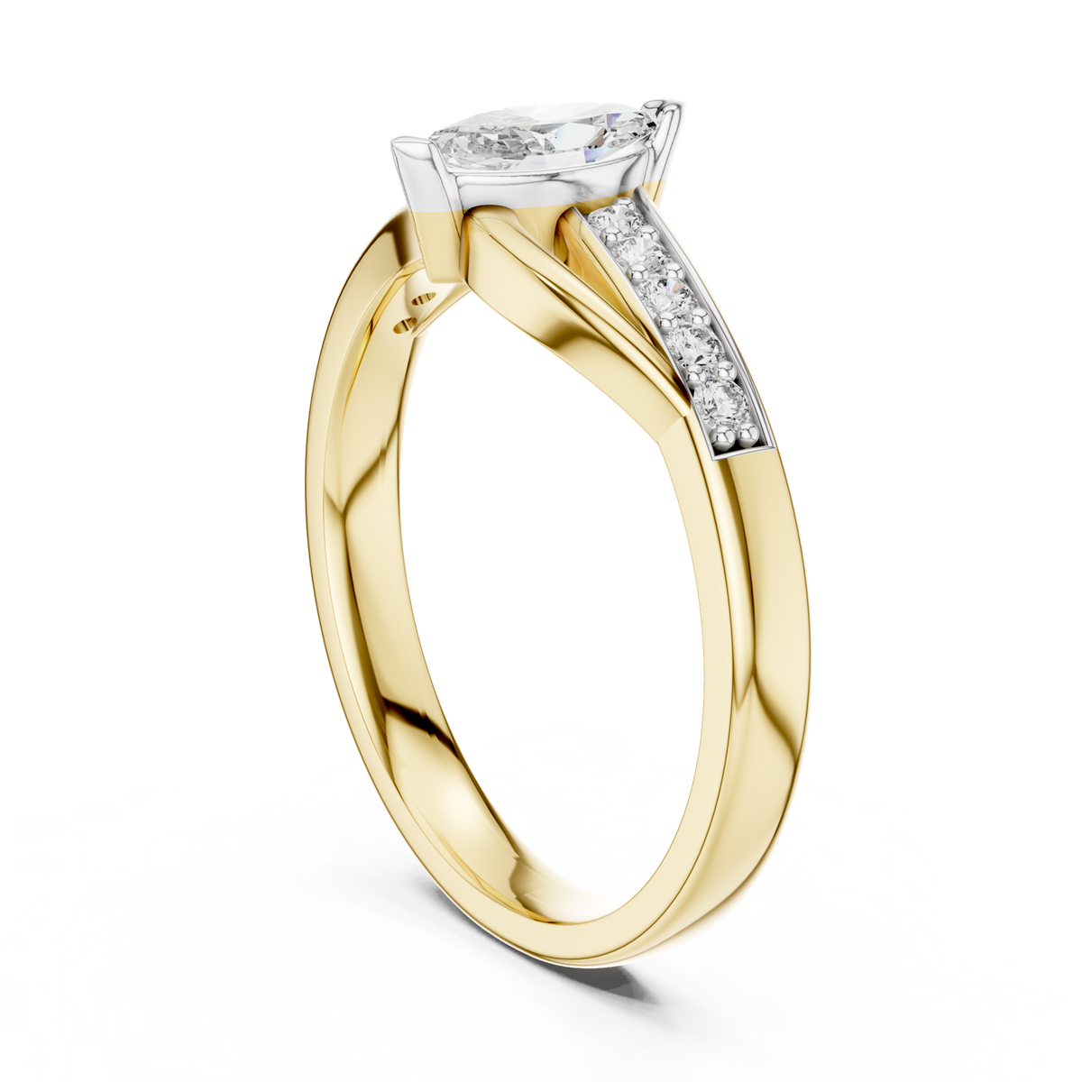 14K Solid Gold Lab Diamond Crossover Ring, Yellow Gold, view 1