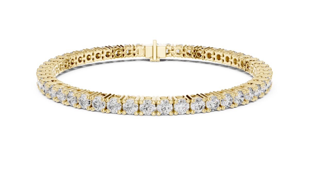 14K Solid Gold Lab Diamond Bracelet, Yellow Gold