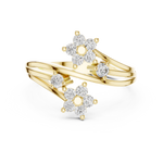 14K Solid Gold Lab Diamond Flower Cluster Ring, Yellow Gold