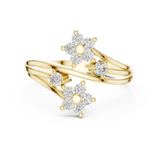 14K Solid Gold Lab Diamond Flower Cluster Ring, Yellow Gold