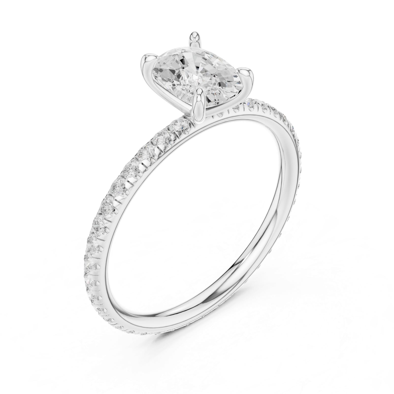 Gold Jewelry, Cushion center stone, White Gold, view 2