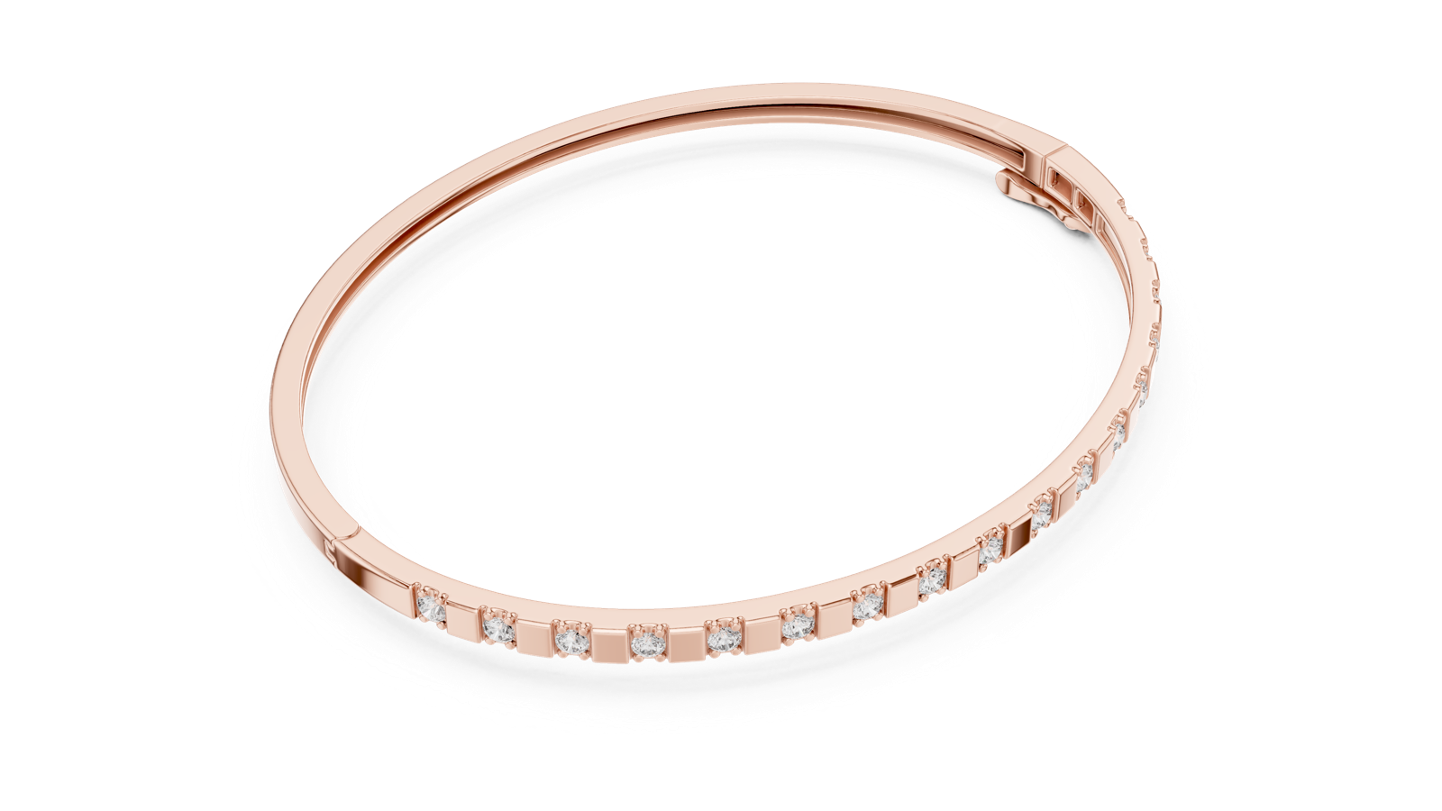 14K Solid Gold Lab Diamond Bracelet, Rose Gold, view 2