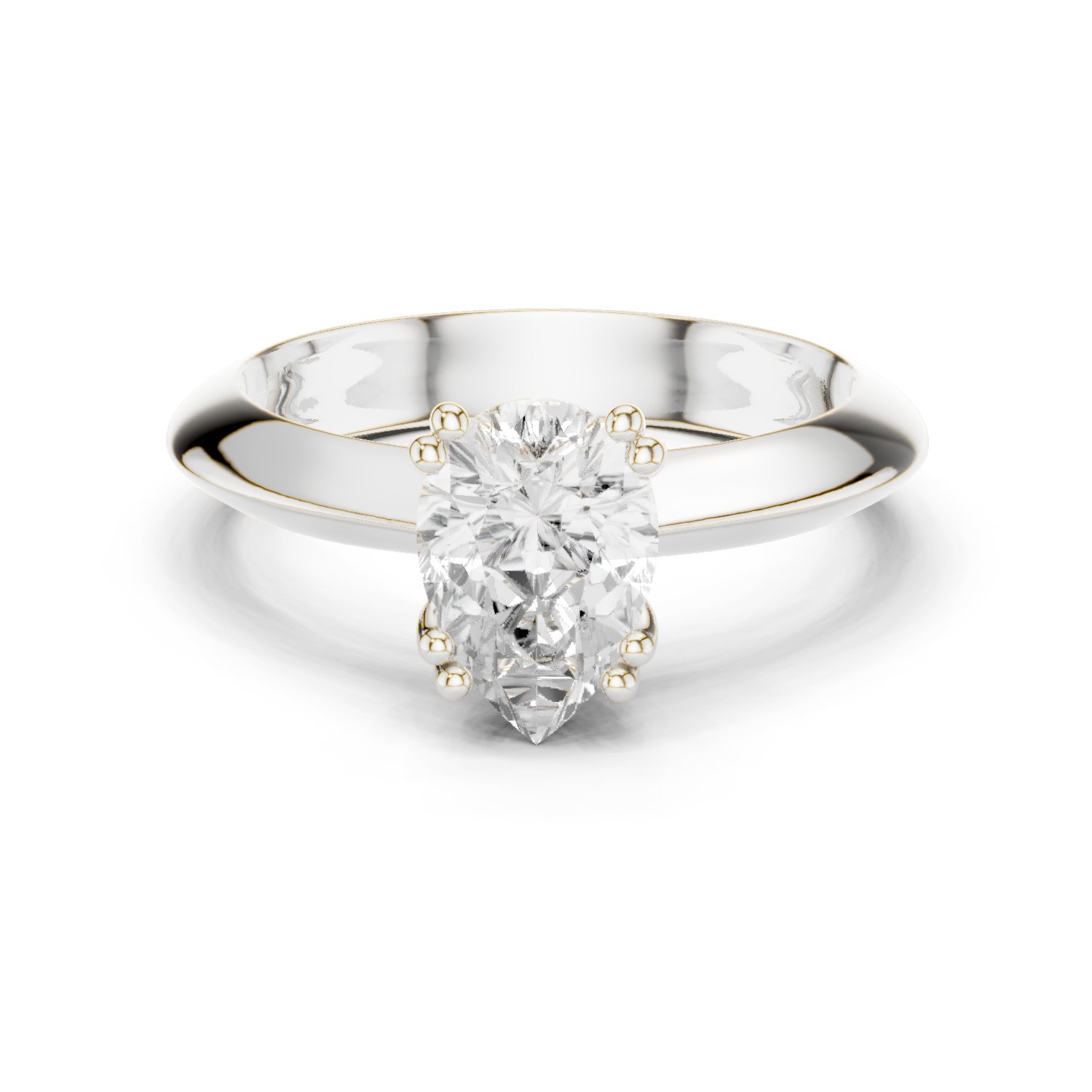 Gold Jewelry L36-8, Pear center stone, White Gold