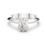 Gold Jewelry L36-8, Pear center stone, White Gold