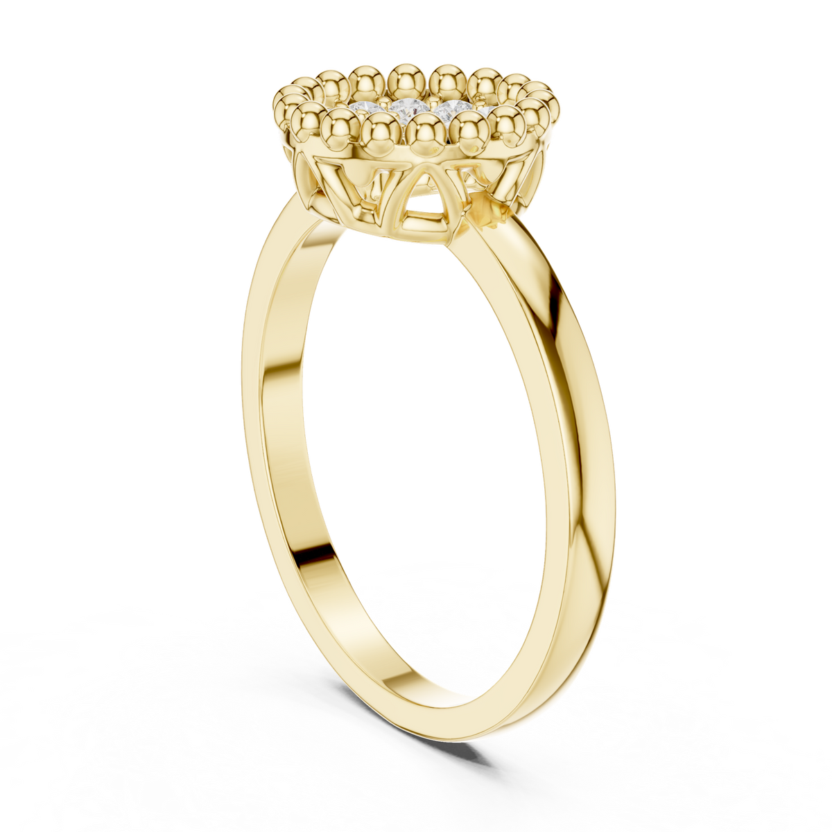 14K Solid Gold Lab Diamond Cluster Ring, Yellow Gold, view 1