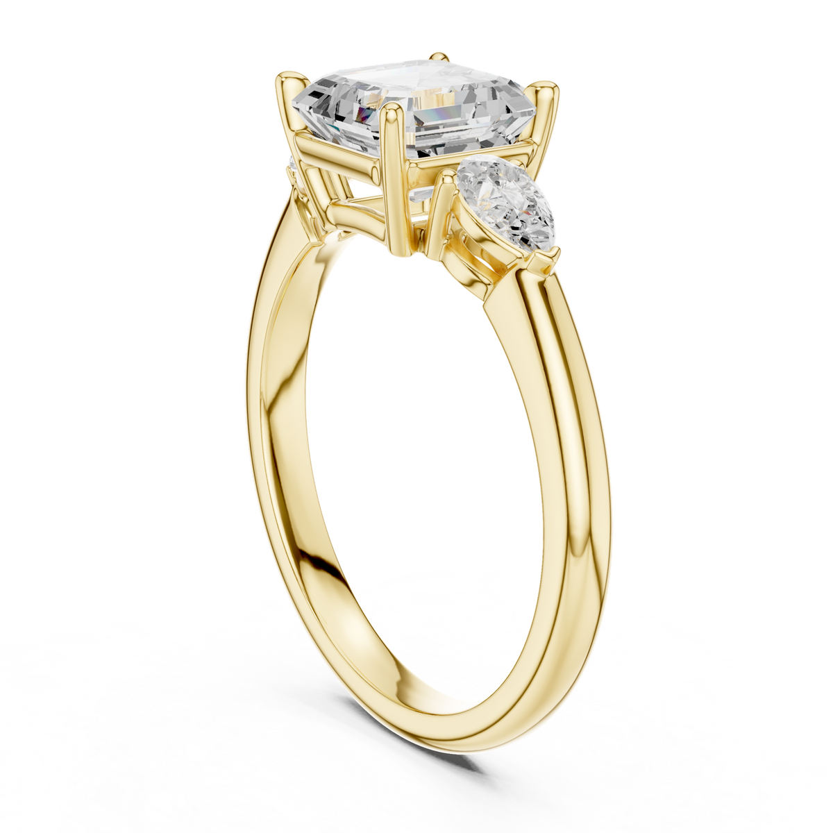 Gold Ring, Asscher center stone, Yellow Gold, view 1