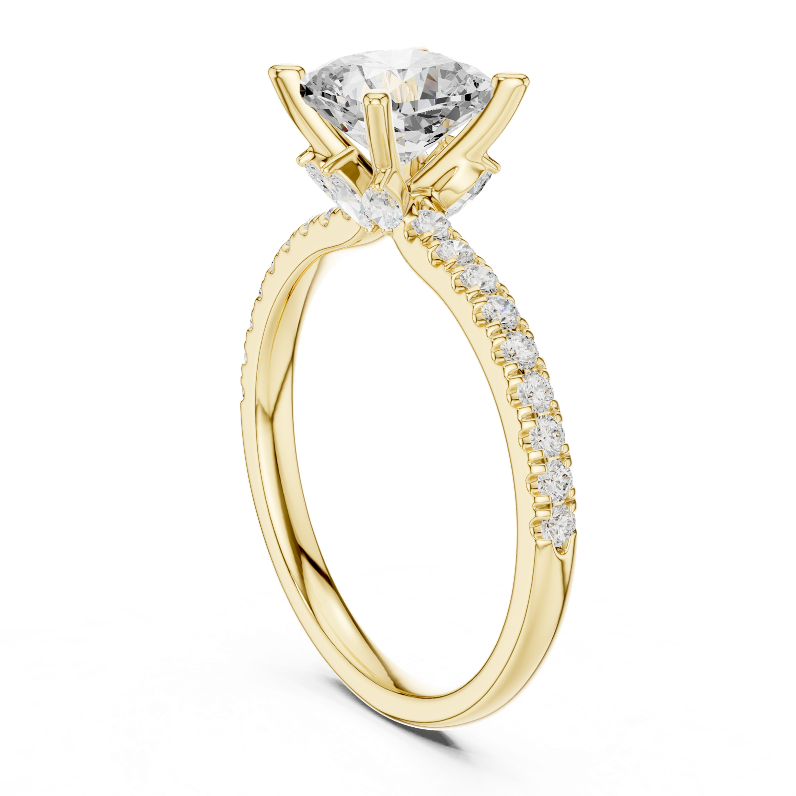Gold Ring, Cushion center stone, Yellow Gold, view 1