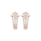 14K Solid Gold Lab Diamond Flower Cluster Earrings, Rose Gold