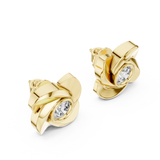 14K Solid Gold Lab Diamond Stud Earrings, Yellow Gold, view 2