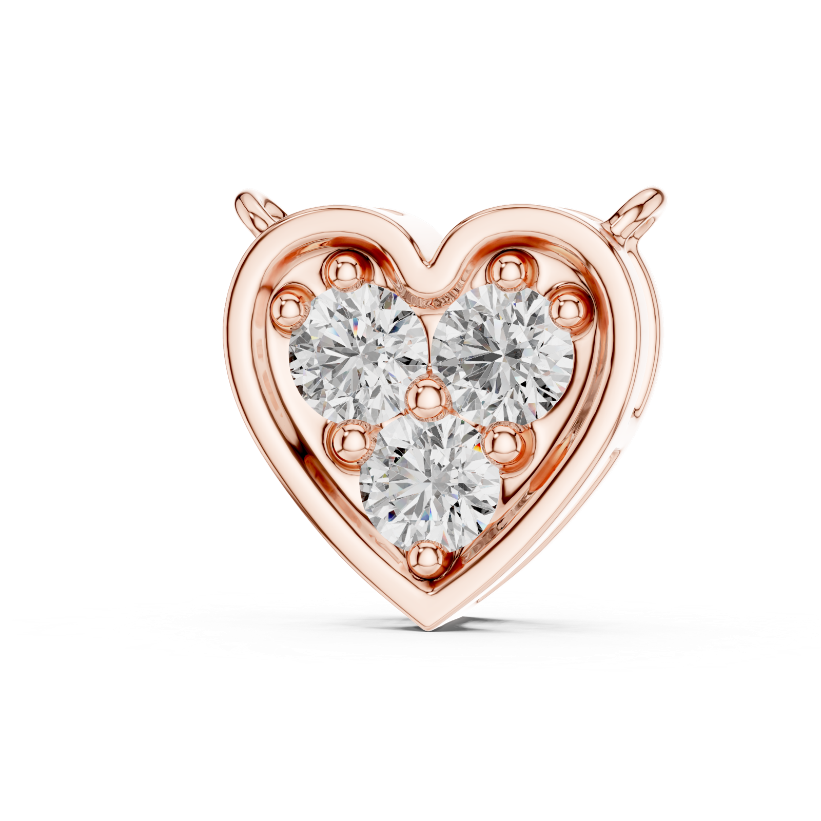 14K Solid Gold Lab Diamond Heart Pendant Necklace, Rose Gold, view 2