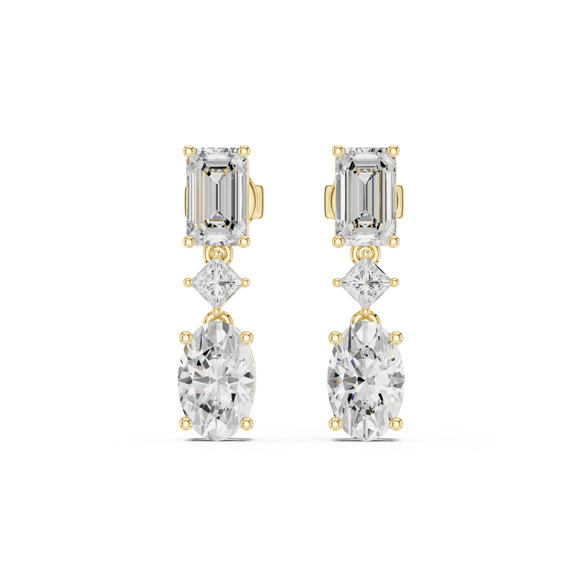 14K Solid Gold Lab Diamond Drop Earrings, Yellow Gold