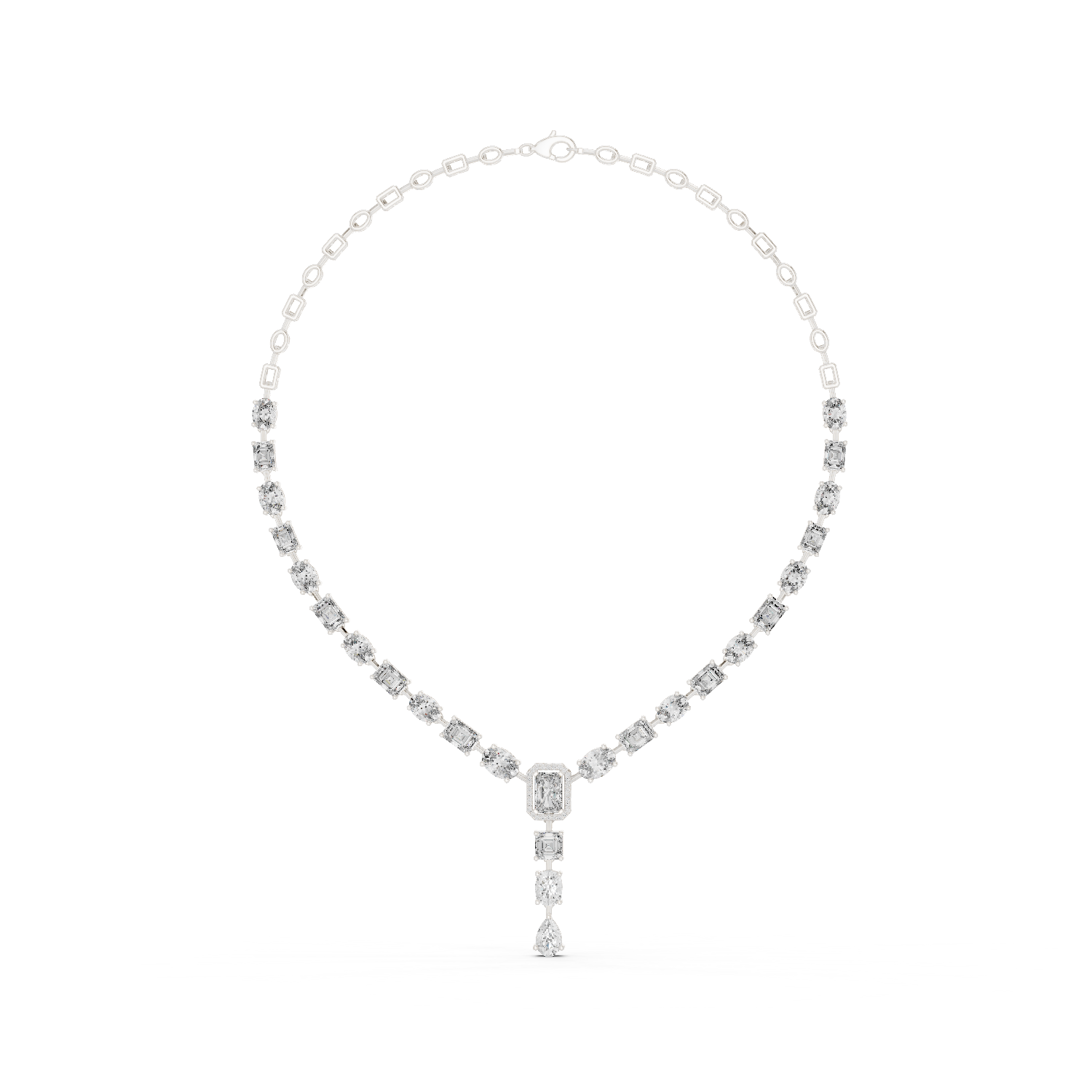 14K Solid Gold Lab Diamond Tennis Necklace, White Gold