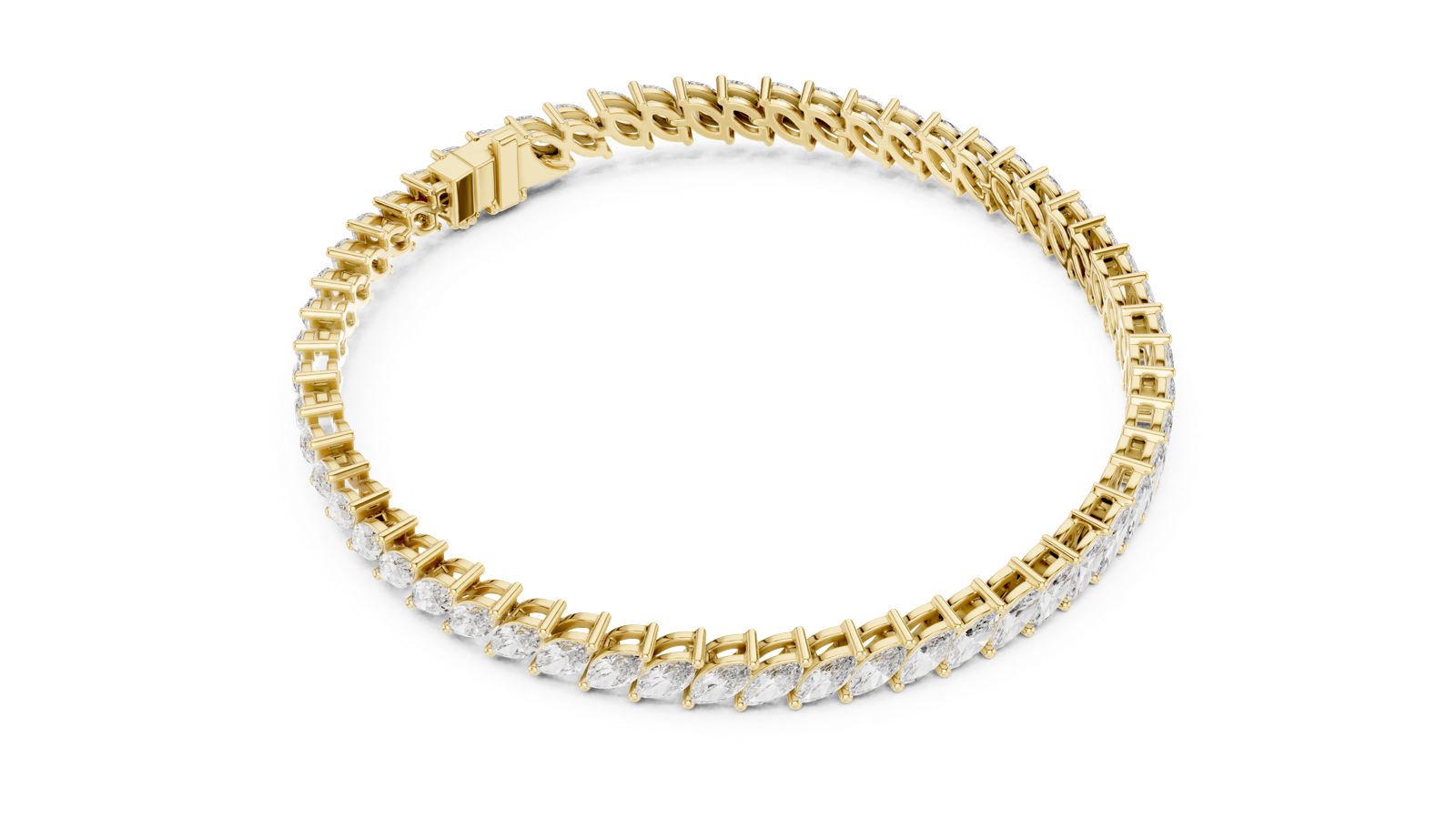 14K Solid Gold Lab Diamond Bracelet, Yellow Gold, view 2