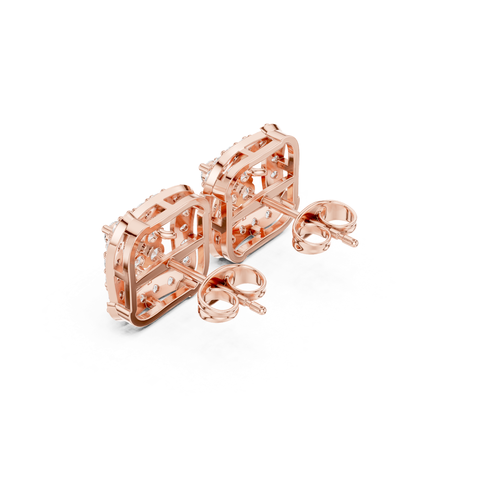Gold Earrings ALJERV-479, Rose Gold, view 2