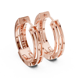 14K Solid Gold Lab Diamond Huggie Earrings, Rose Gold, view 3