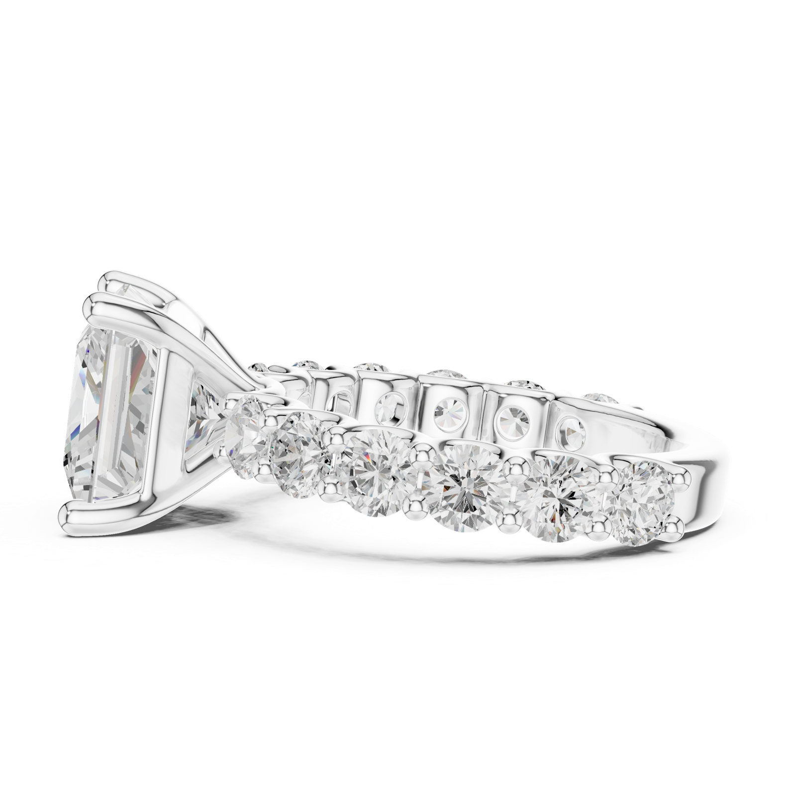 Gold Ring DDLR-087, Princess center stone, White Gold, view 3