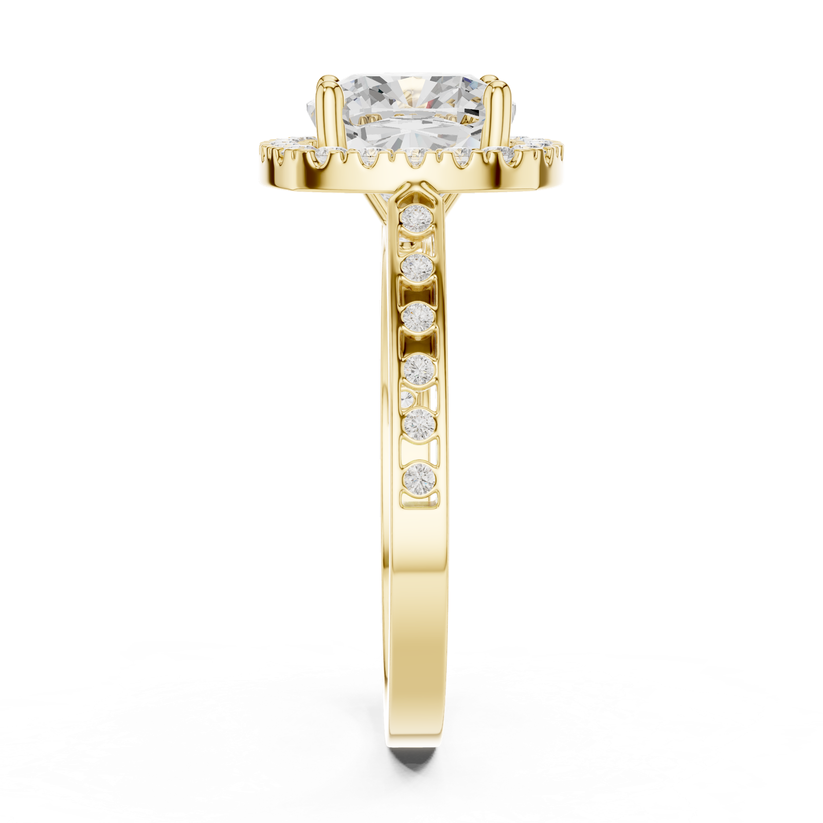 Gold Ring, Cushion center stone, Yellow Gold, view 3