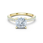 Gold Ring, Cushion center stone, Yellow Gold