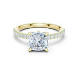 Gold Ring, Cushion center stone, Yellow Gold