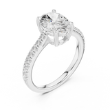 Gold Ring DDLR-039, Oval center stone, White Gold, view 2
