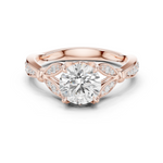 Gold Ring DDLR-257, Round center stone, Rose Gold