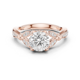 Gold Ring DDLR-257, Round center stone, Rose Gold