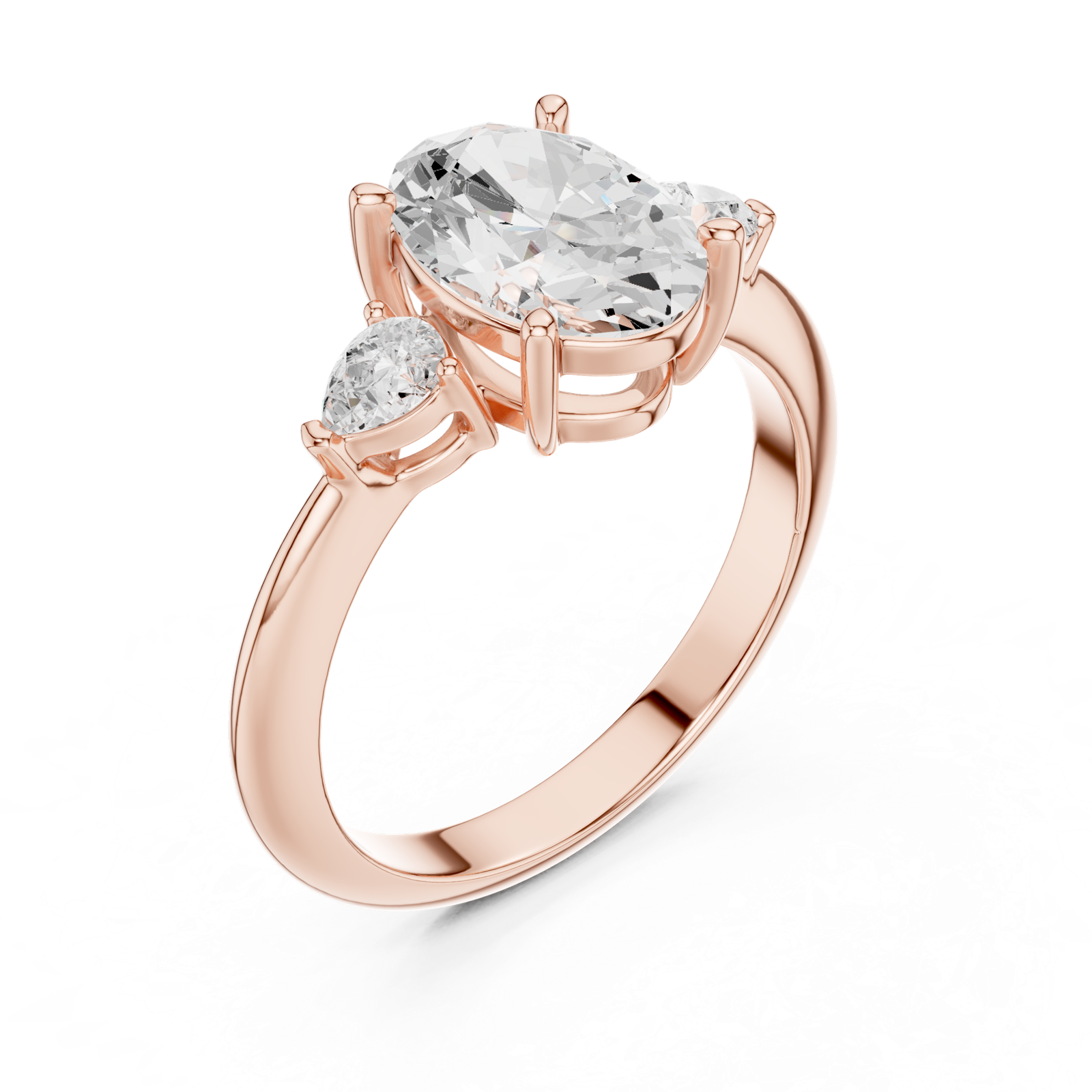 Gold Jewelry L35-66, Oval center stone, Rose Gold, view 2
