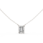 14K Solid Gold Lab Diamond Solitaire Pendant Necklace, White Gold