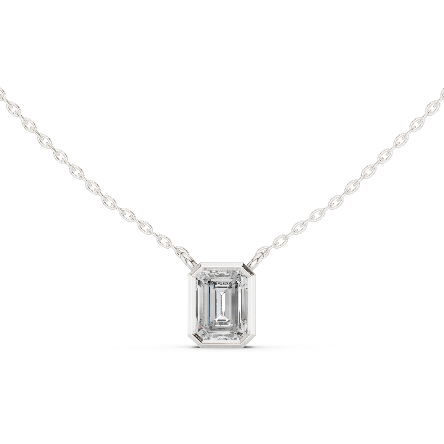 14K Solid Gold Lab Diamond Solitaire Pendant Necklace, White Gold