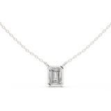 14K Solid Gold Lab Diamond Solitaire Pendant Necklace, White Gold