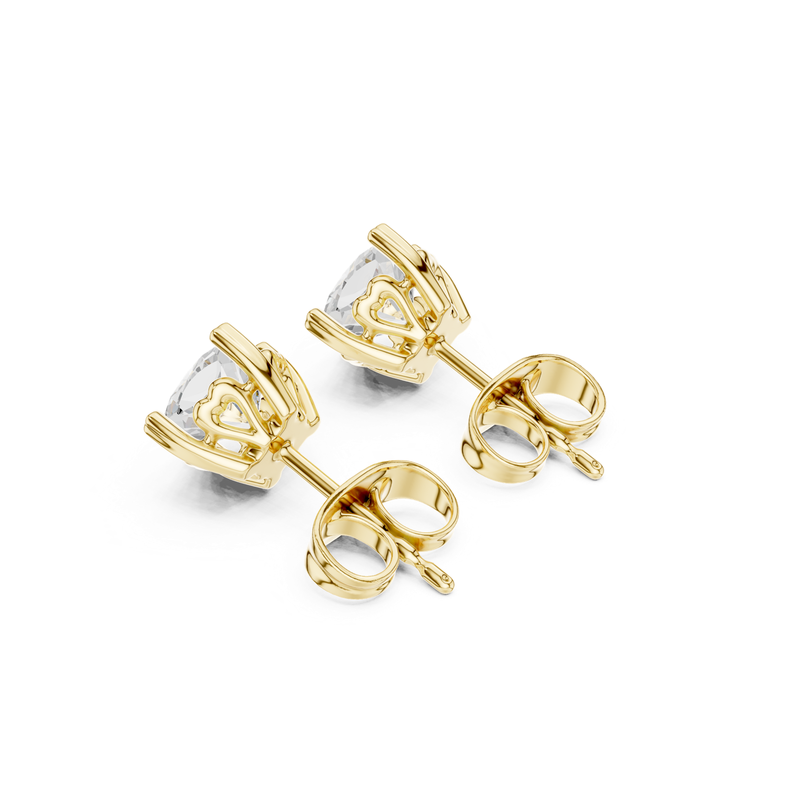 14K Solid Gold Lab Diamond Stud Earrings, Yellow Gold, view 2