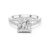 Gold Ring DDLR-252, Princess center stone, White Gold, view 4