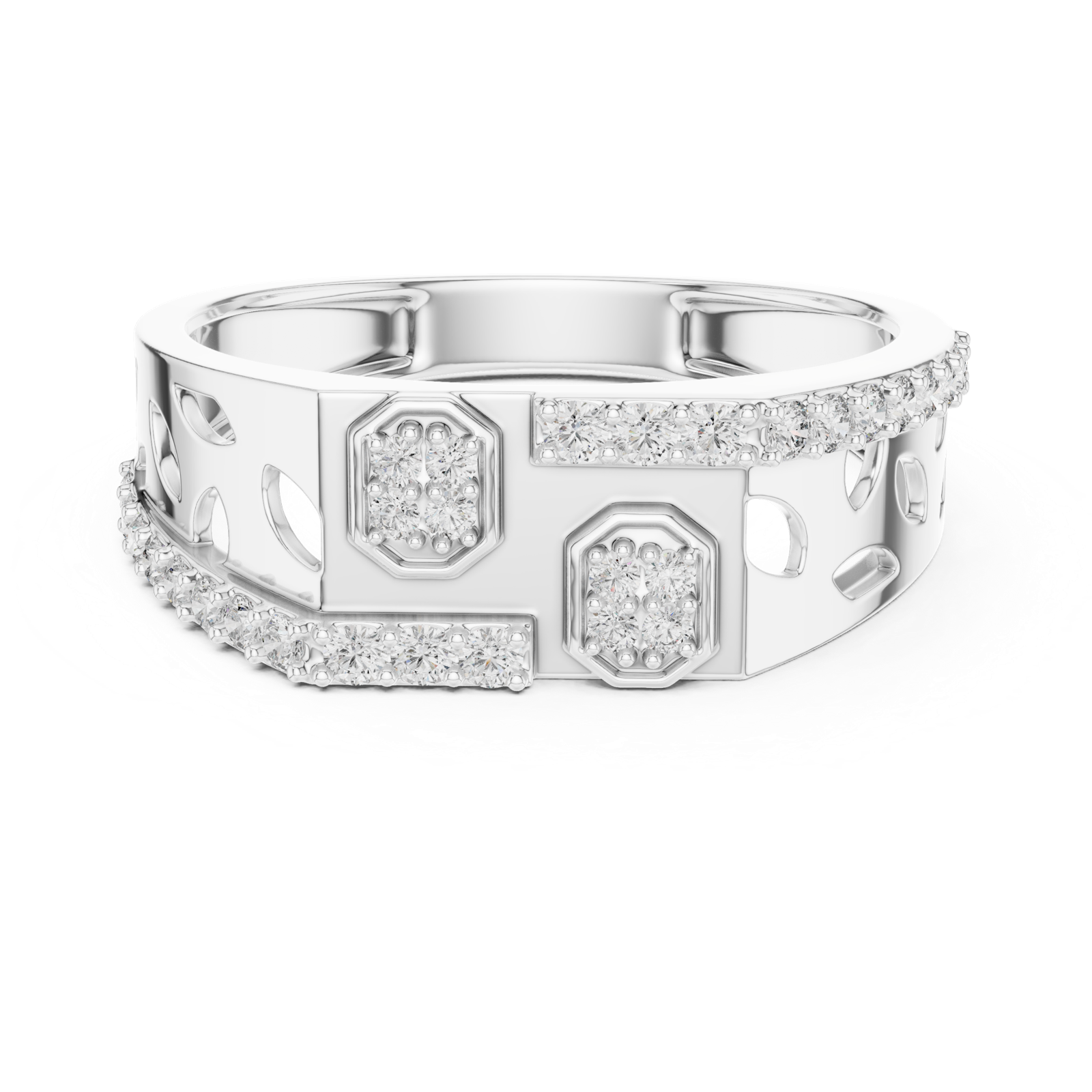 Gold Ring LR-01 (30), White Gold, view 4