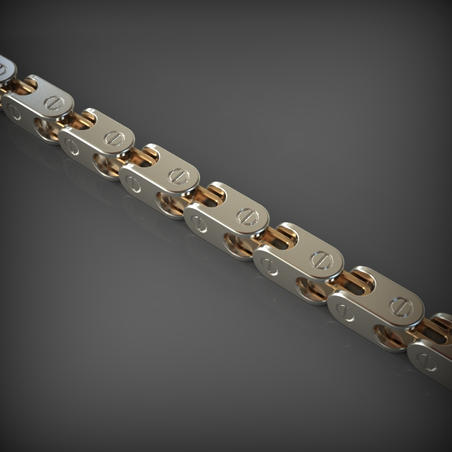 14K Solid Gold Men's Two-Tone Chain Necklace, Yellow Gold