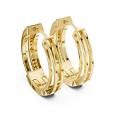 14K Solid Gold Lab Diamond Huggie Earrings, Yellow Gold, view 3