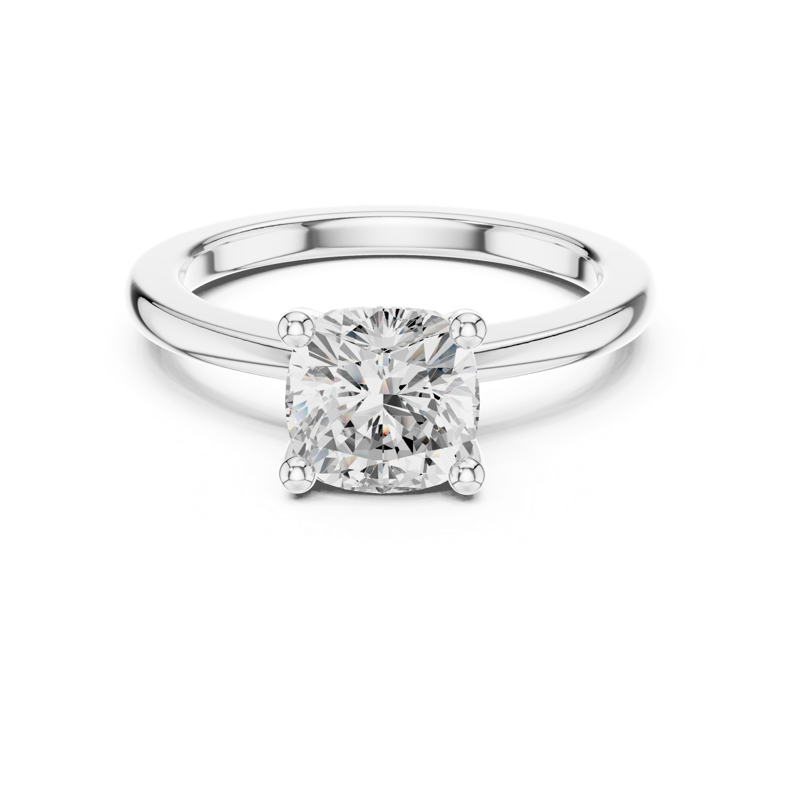 Gold Ring DDLR-032, Cushion center stone, White Gold, view 4