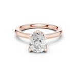 Gold Ring DDLR-176, Pear center stone, Rose Gold