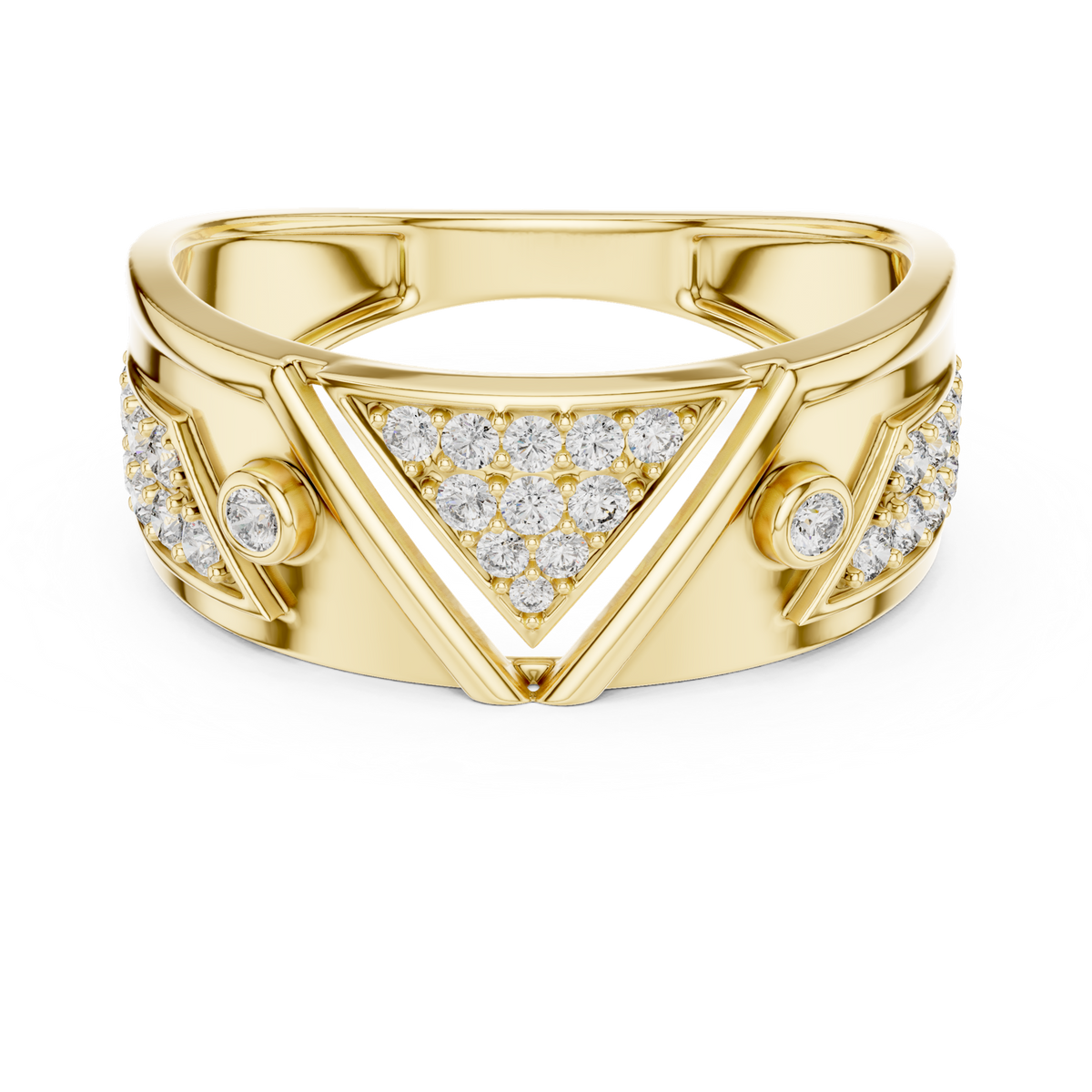 14K Solid Gold Lab Diamond Cluster Ring, Yellow Gold