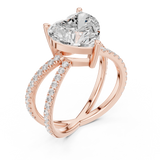 Gold Jewelry, Heart center stone, Rose Gold, view 2