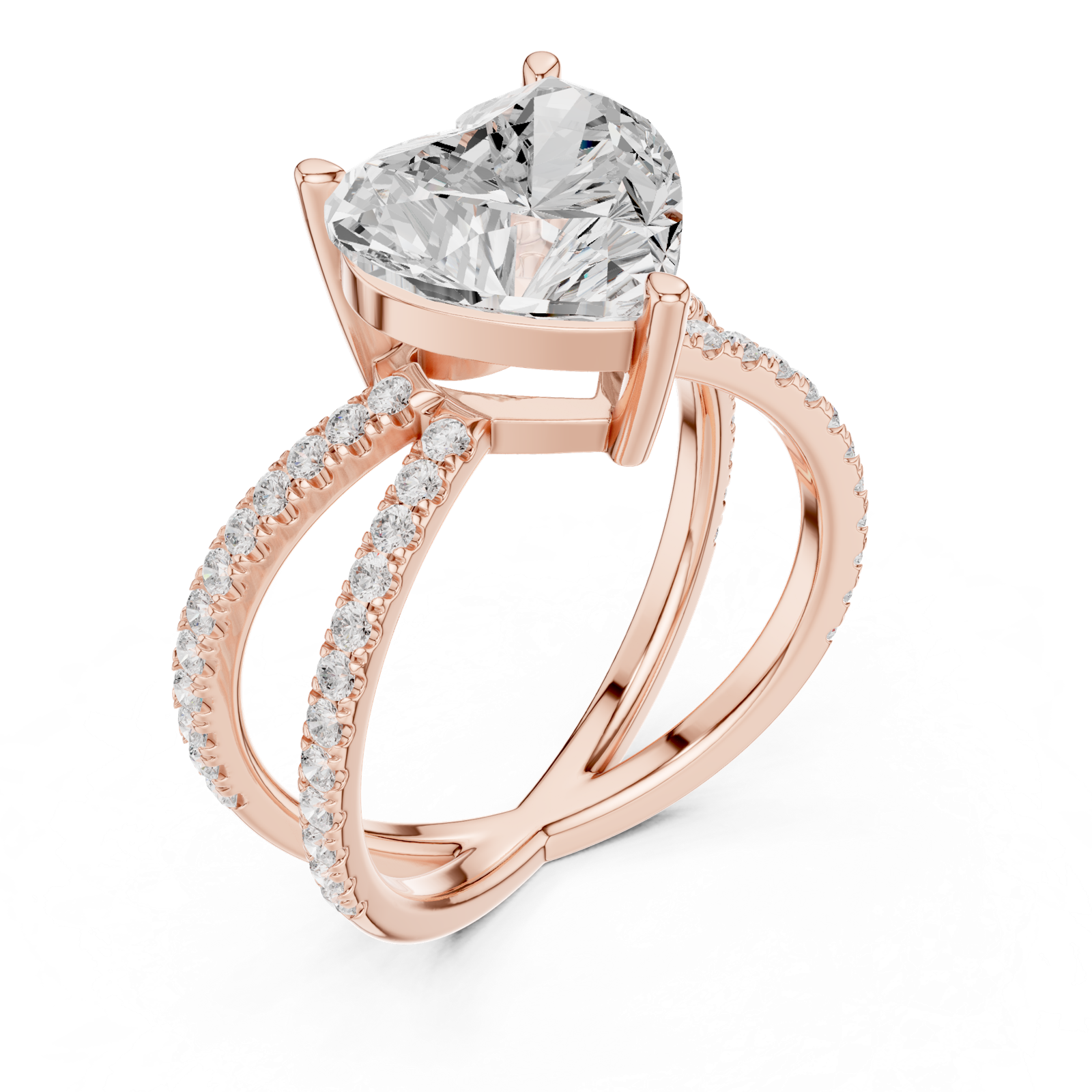 Gold Jewelry, Heart center stone, Rose Gold, view 2