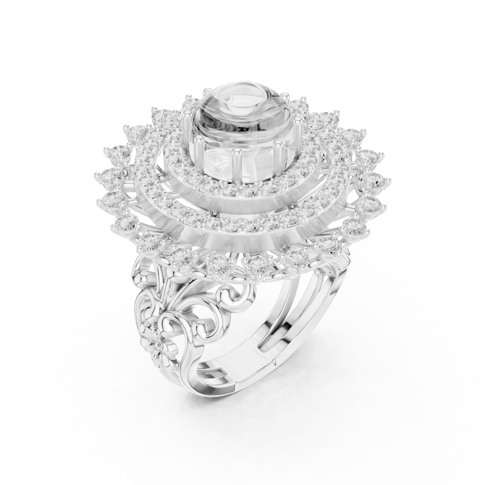 Gold Ring DDLR-749, White Gold, view 2