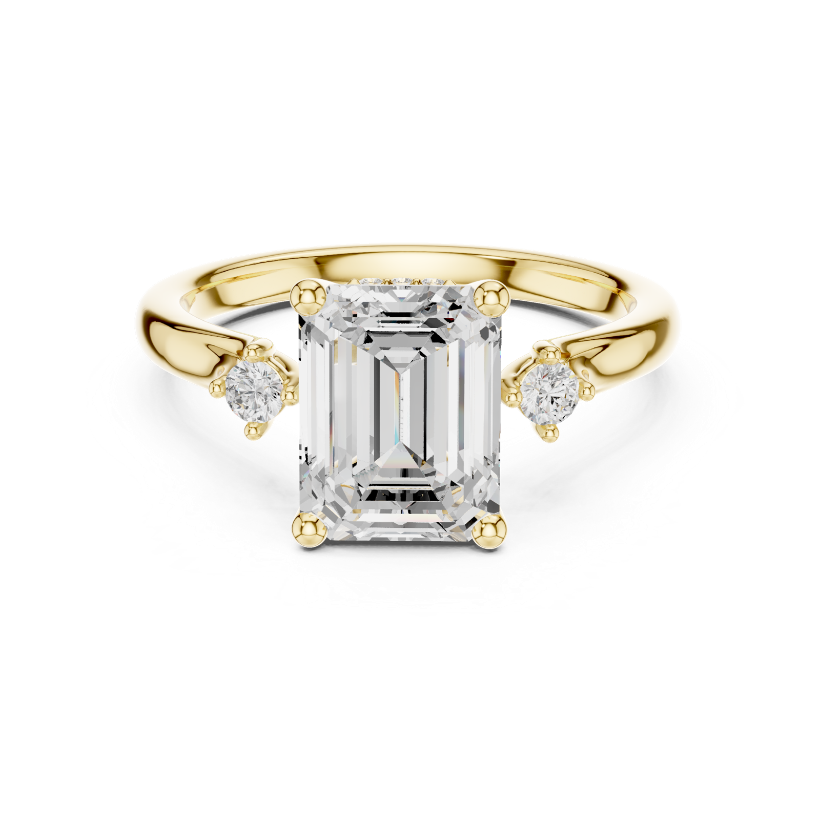 Gold Ring DDLR-164, Emerald center stone, Yellow Gold, view 4