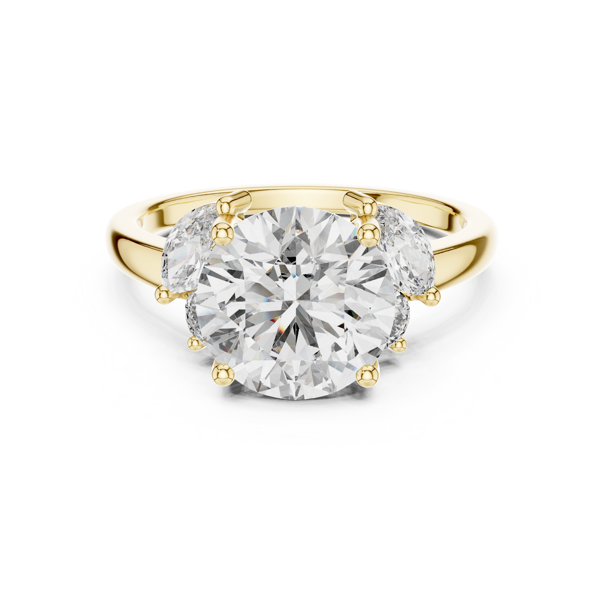 14K Solid Gold Lab Diamond Cluster Ring, Yellow Gold