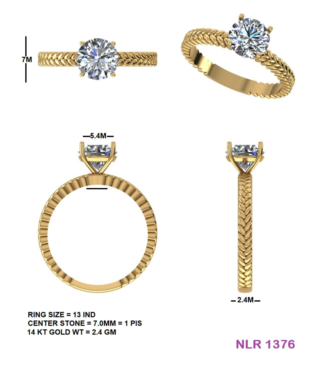 Gold Ring DDLR-805, Yellow Gold, view 50