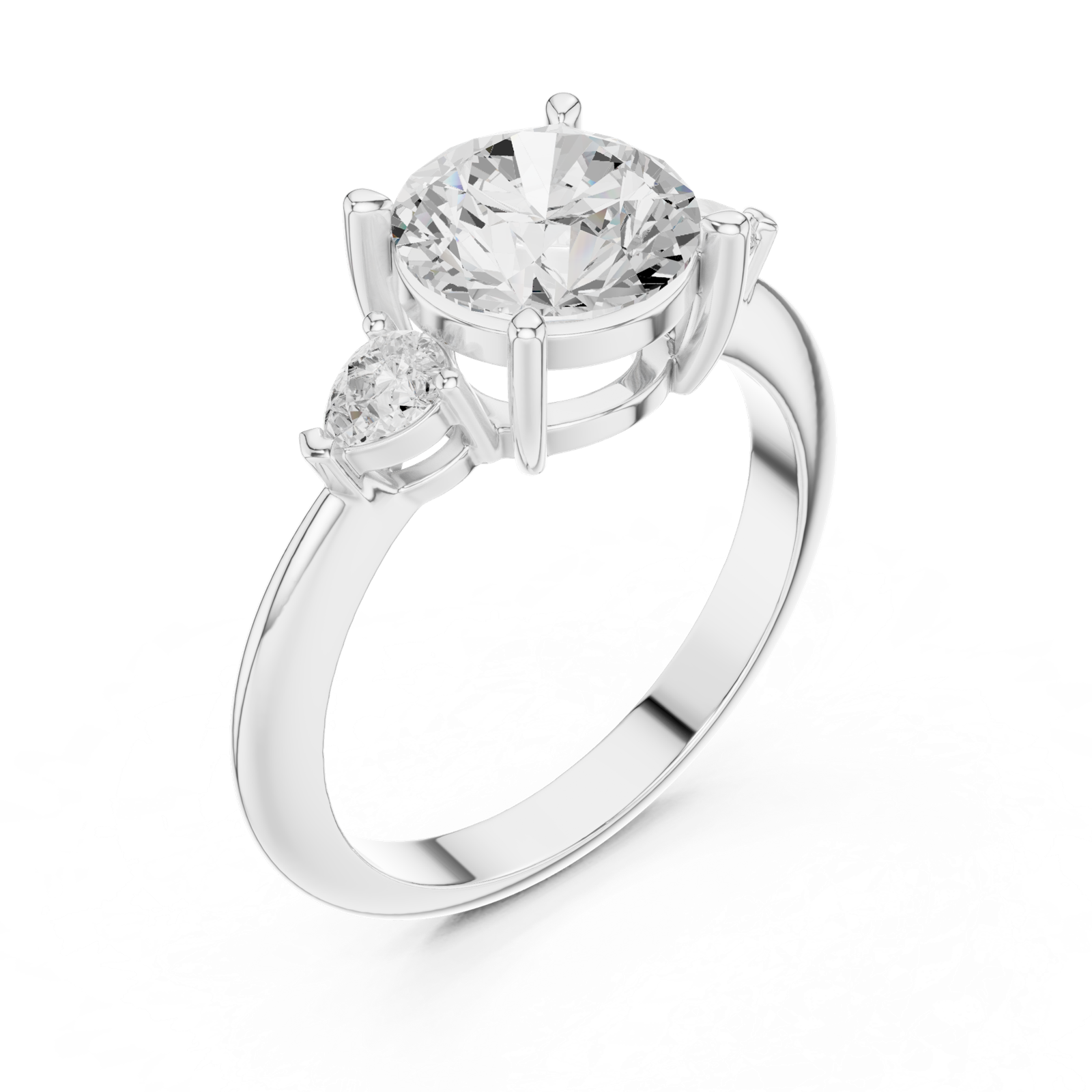 Gold Jewelry L35-66, Round center stone, White Gold, view 2