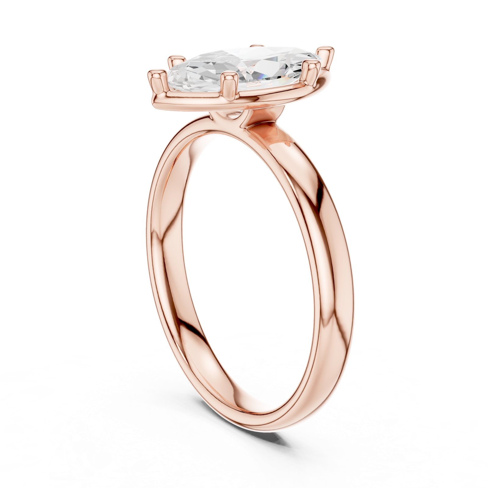Gold Jewelry L36-10, Marquise center stone, Rose Gold, view 1