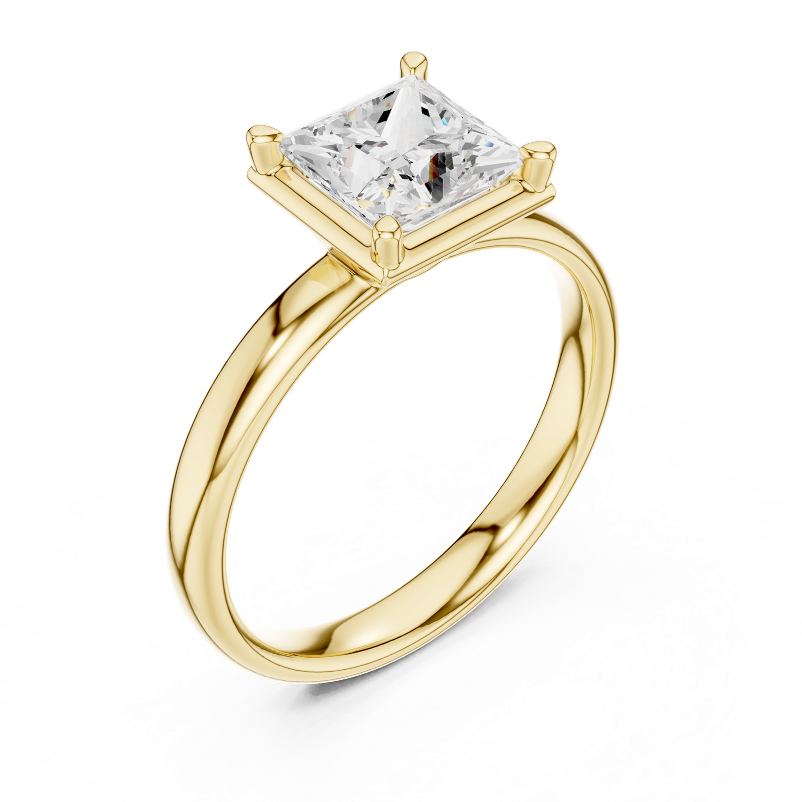 Gold Jewelry L36-10, Princess center stone, Yellow Gold, view 2